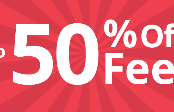50 percent off fees website banner 2